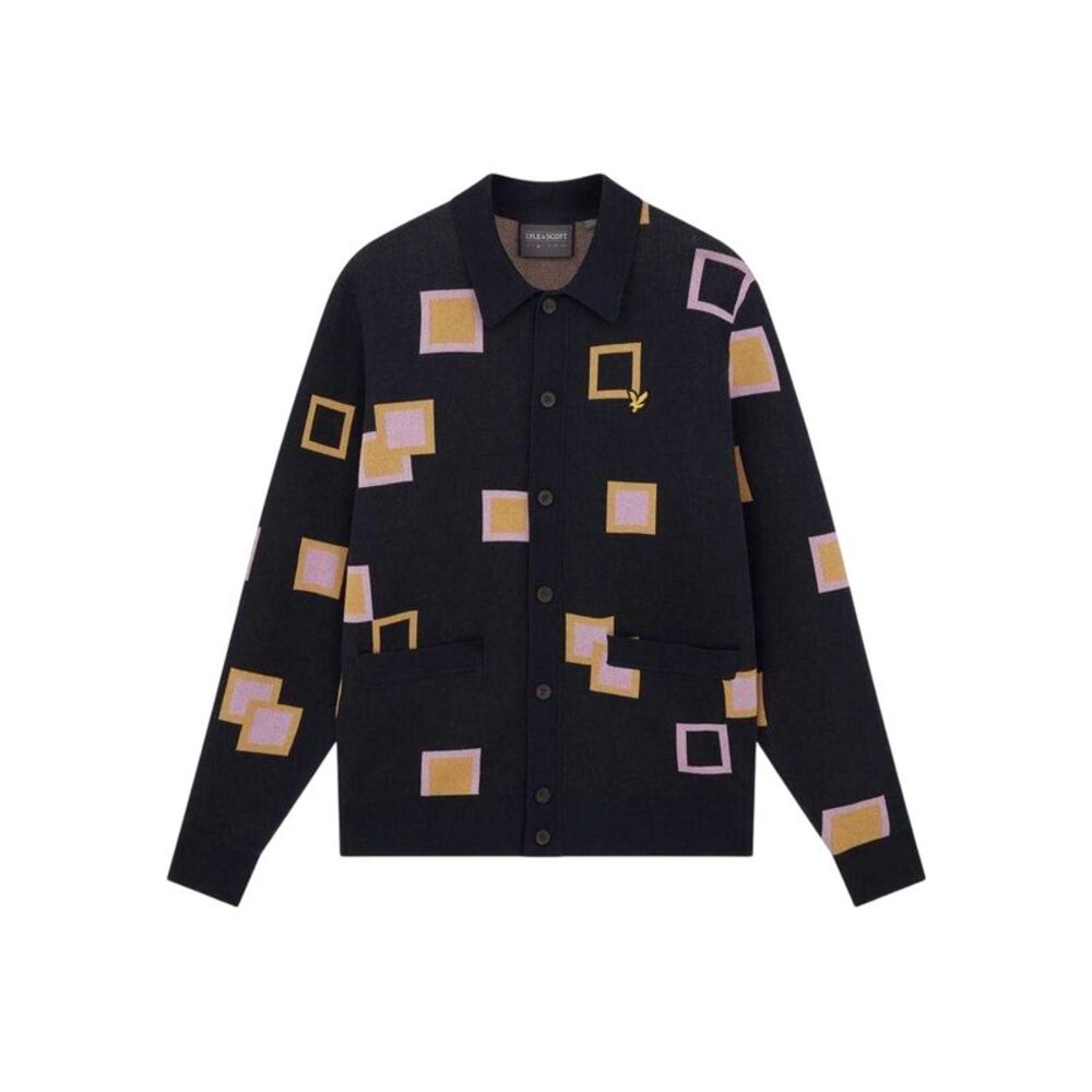 Lyle & Scott Mens Square Regular Casual Cardigan / Dark Navy